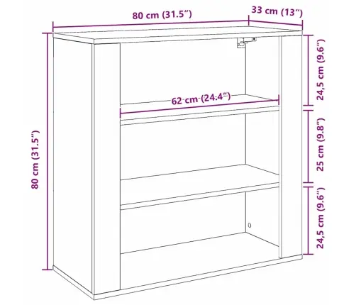 Sienas Skapītis Melns Ozols 80X33X80 Cm Inženierijas Koks Vidaxl