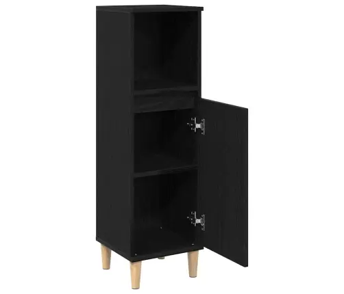 Vannitoakapp Riiuliga Must Tamm 30 X 30 X 100 Cm Tehispuit