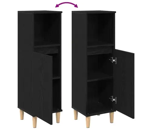 Vannitoakapp Riiuliga Must Tamm 30 X 30 X 100 Cm Tehispuit