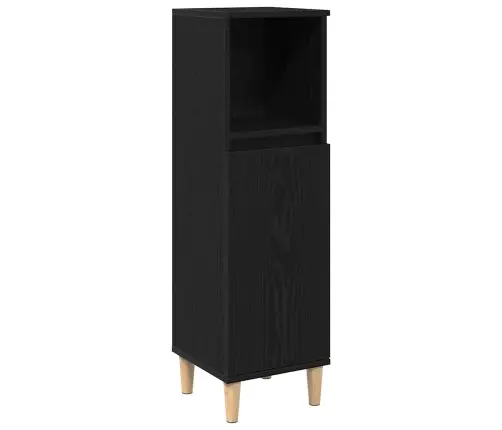 Vannitoakapp Riiuliga Must Tamm 30 X 30 X 100 Cm Tehispuit