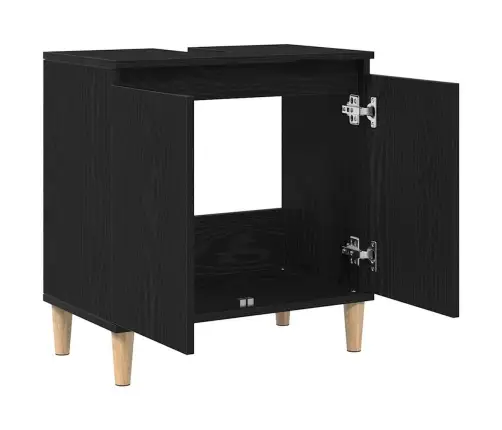 Izlietnes Skapītis Melns Ozols 58X33X60 Cm Inženierijas Koks Vidaxl