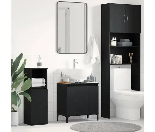 Izlietne Skapī Melnā Ozolā 58X33X60 Cm Inženierijas Koks Vidaxl