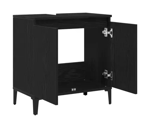 Izlietne Skapī Melnā Ozolā 58X33X60 Cm Inženierijas Koks Vidaxl