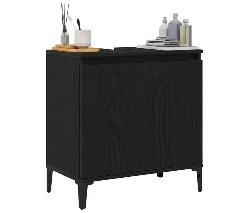 Izlietne Skapī Melnā Ozolā 58X33X60 Cm Inženierijas Koks Vidaxl