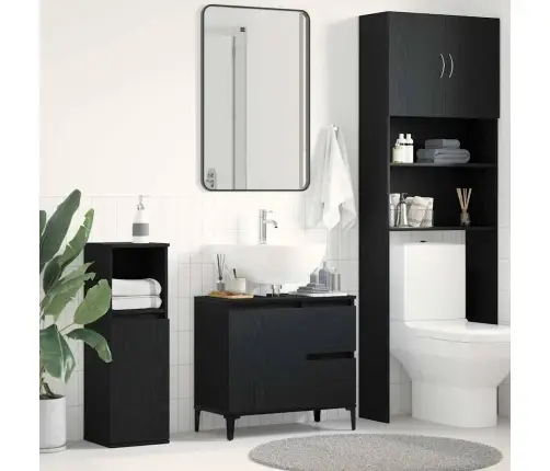 Vannitoa Kapp Sahtliga Must Tamm 65 X 33 X 60 Cm Tehispuit