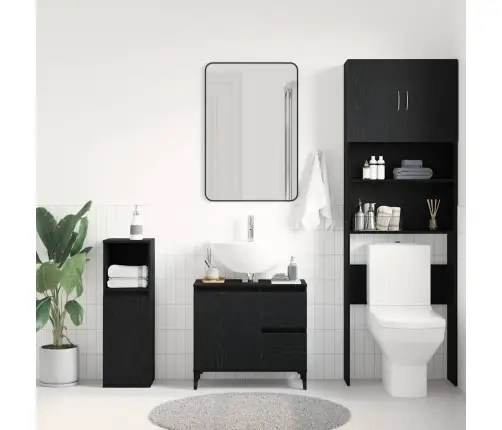 Vannitoa Kapp Sahtliga Must Tamm 65 X 33 X 60 Cm Tehispuit