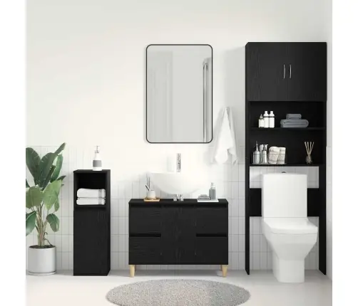 Vannitoa Kraanikausi Kapp Must Tamm 80 X 33 X 60 Cm Tehispuit