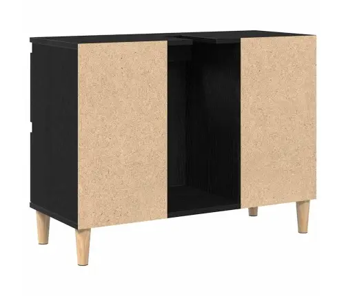 Vannitoa Kraanikausi Kapp Must Tamm 80 X 33 X 60 Cm Tehispuit