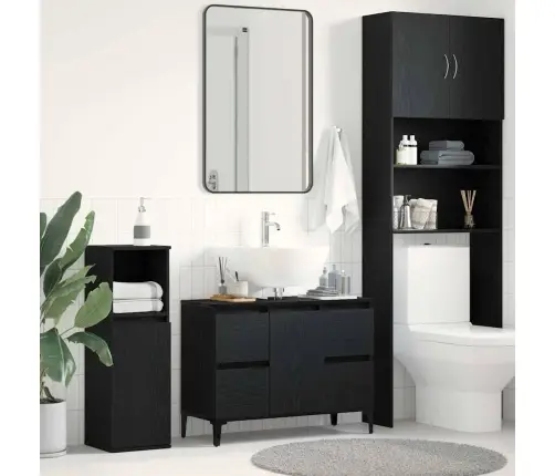 Vannas Istabas Izlietnes Skapītis Melnā Ozola Krāsā 80X33X60 Cm Inženierijas Koks Vidaxl