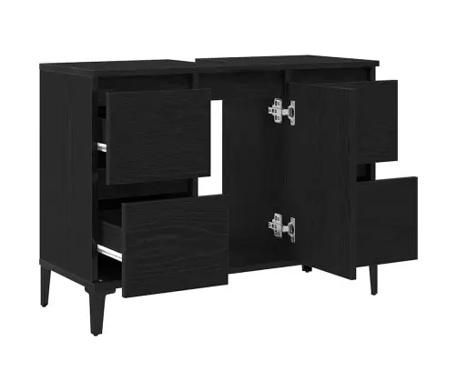 Vannas Istabas Izlietnes Skapītis Melnā Ozola Krāsā 80X33X60 Cm Inženierijas Koks Vidaxl