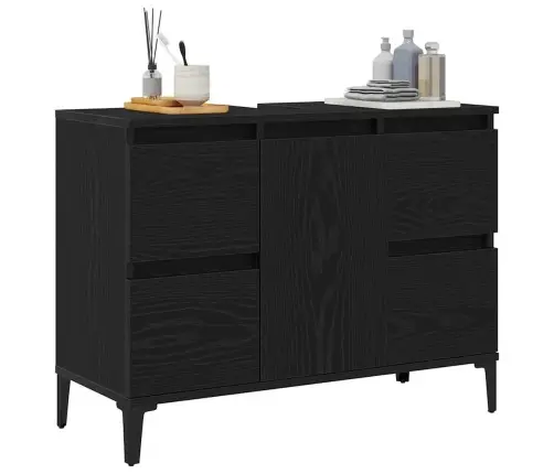 Vannas Istabas Izlietnes Skapītis Melnā Ozola Krāsā 80X33X60 Cm Inženierijas Koks Vidaxl