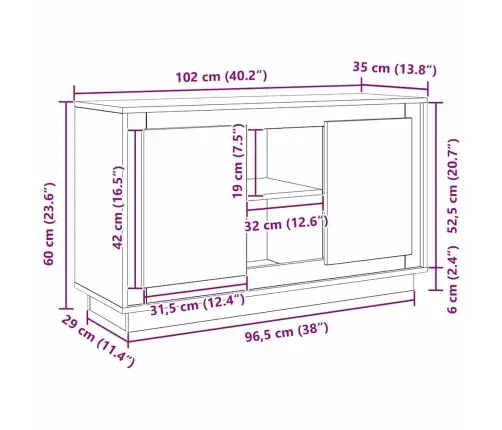 Bufete Melns Ozols 102X35X60 Cm Inženierijas Koks Vidaxl
