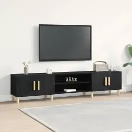 Tv Galds Melns Ozols 180 X 31.5 X 40 Cm Inženierijas Koks Vidaxl