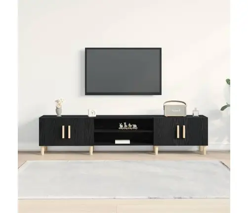 Tv Kabinets Melns Ozols 180X31,5X40 Cm Inženierijas Koks Vidaxl