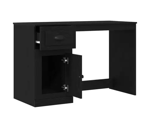 Galds Ar Glabāšanu Melno Ozolu 50X115X75 Cm Inženierijas Koks Vidaxl