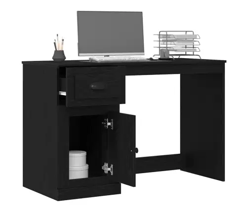 Galds Ar Glabāšanu Melno Ozolu 50X115X75 Cm Inženierijas Koks Vidaxl