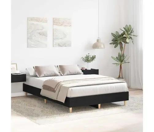 Gultas Rāmis 140X190 Cm Melna Ozola Inženierijas Koks Vidaxl