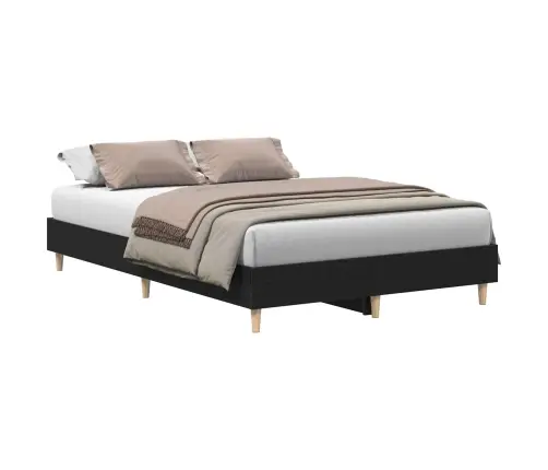 Gultas Rāmis 135X190 Cm Melns Ozola Inženierijas Koks Vidaxl