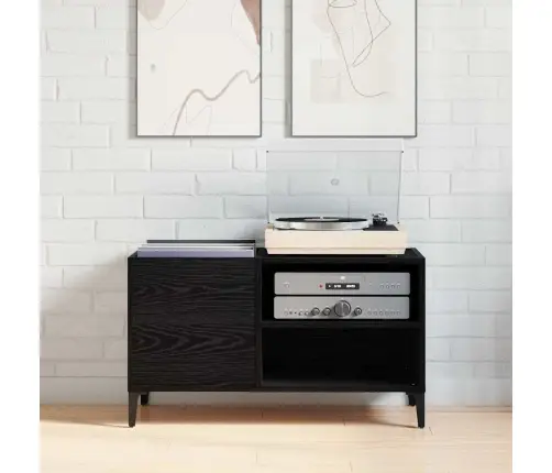 Ierakstu Skapītis Melnā Ozola Krāsā 84,5X38X48 Cm No Inženierijas Koka Vidaxl