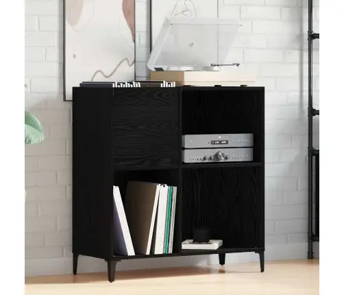 Ierakstu Skapīts Melna Ozola 84,5X38X89 Cm Inženierijas Koks Vidaxl