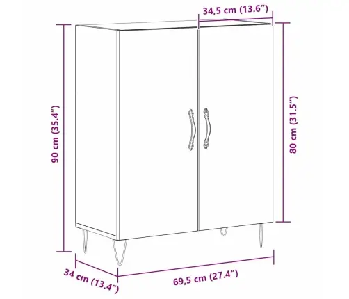 Bufetas Juoda Ąžuolo 69.5 X 34 X 90 Cm Apdirbta Mediena Bufetas Juoda Ąžuolo 69.5 X 34 X 90 Cm Apdirbta Mediena