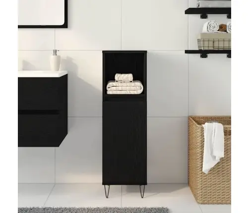 Vonios Spintelė Su Saugykla Juodas Ąžuolas 30 X 30 X 100 Cm