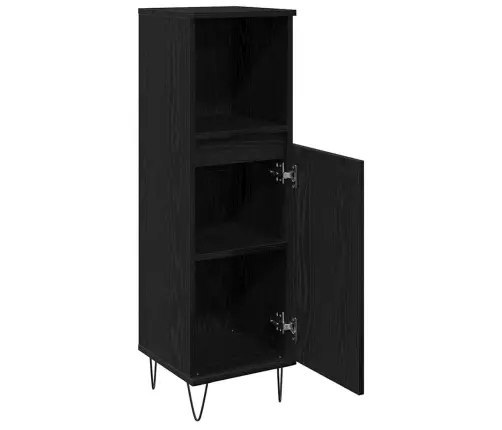 Vonios Spintelė Su Saugykla Juodas Ąžuolas 30 X 30 X 100 Cm