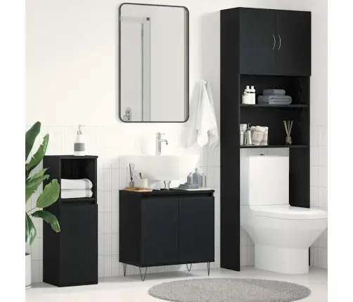 Vannitoa Kraanikausi Kapp Must Tamm 58 X 33 X 60 Cm Tehispuit