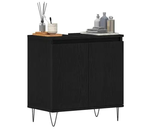 Vannasistabas Izlietnes Skapītis Melna Ozola 58X33X60 Cm Inženierijas Koks Vidaxl