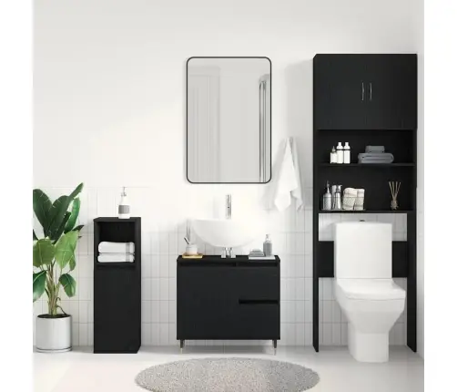 Vannasistabas Izlietnes Skapītis Melna Ozola 65X33X60 Cm Inženierijas Koks Vidaxl