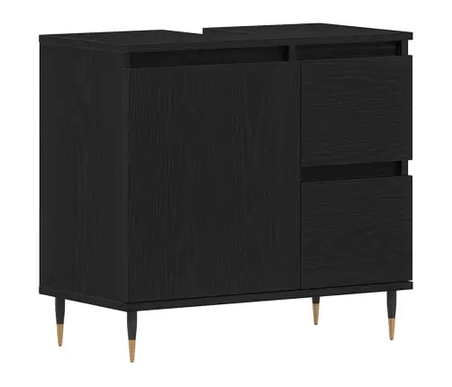 Vannasistabas Izlietnes Skapītis Melna Ozola 65X33X60 Cm Inženierijas Koks Vidaxl