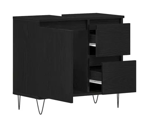 Vannasistabas Izlietne Skapī Melnā Ozola Krāsā 65X33X60 Cm Inženierijas Koks Vidaxl