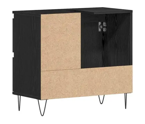 Vannasistabas Izlietne Skapī Melnā Ozola Krāsā 65X33X60 Cm Inženierijas Koks Vidaxl