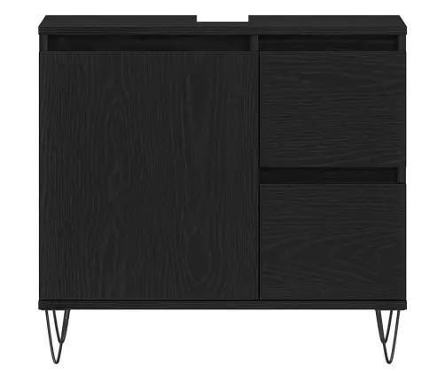 Vannasistabas Izlietne Skapī Melnā Ozola Krāsā 65X33X60 Cm Inženierijas Koks Vidaxl