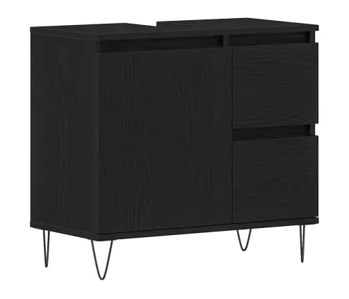 Vannasistabas Izlietne Skapī Melnā Ozola Krāsā 65X33X60 Cm Inženierijas Koks Vidaxl