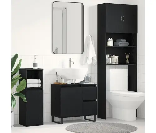 Vannasistabas Izlietnes Skapītis Melna Ozola 65X33X60 Cm Inženierijas Koks Vidaxl