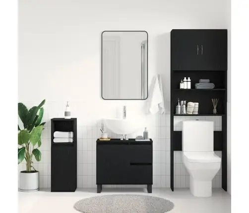 Vannasistabas Izlietnes Skapītis Melna Ozola 65X33X60 Cm Inženierijas Koks Vidaxl