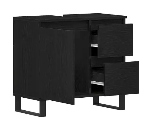 Vannasistabas Izlietnes Skapītis Melna Ozola 65X33X60 Cm Inženierijas Koks Vidaxl