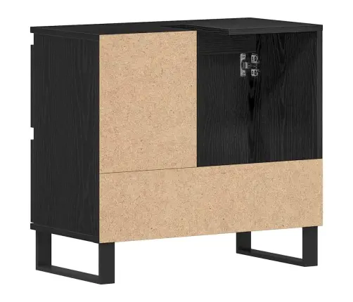 Vannasistabas Izlietnes Skapītis Melna Ozola 65X33X60 Cm Inženierijas Koks Vidaxl