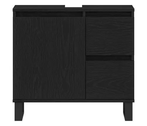 Vannasistabas Izlietnes Skapītis Melna Ozola 65X33X60 Cm Inženierijas Koks Vidaxl