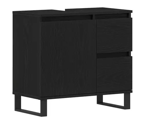 Vannasistabas Izlietnes Skapītis Melna Ozola 65X33X60 Cm Inženierijas Koks Vidaxl