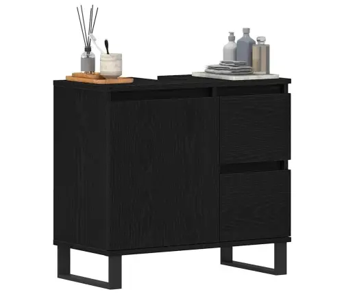 Vannasistabas Izlietnes Skapītis Melna Ozola 65X33X60 Cm Inženierijas Koks Vidaxl