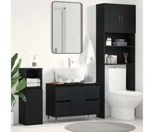 Vannasistabas Izlietnes Skapītis Melna Ozola Krāsā 80X33X60 Cm Inženierijas Koks Vidaxl