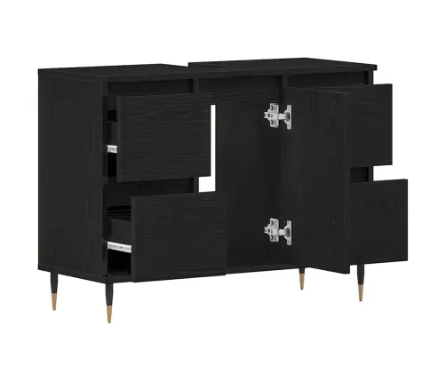 Vannasistabas Izlietnes Skapītis Melna Ozola Krāsā 80X33X60 Cm Inženierijas Koks Vidaxl