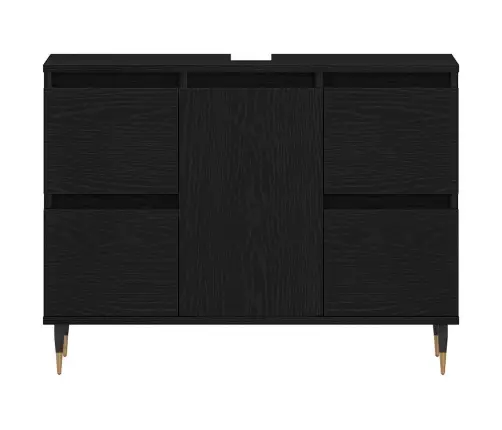 Vannasistabas Izlietnes Skapītis Melna Ozola Krāsā 80X33X60 Cm Inženierijas Koks Vidaxl