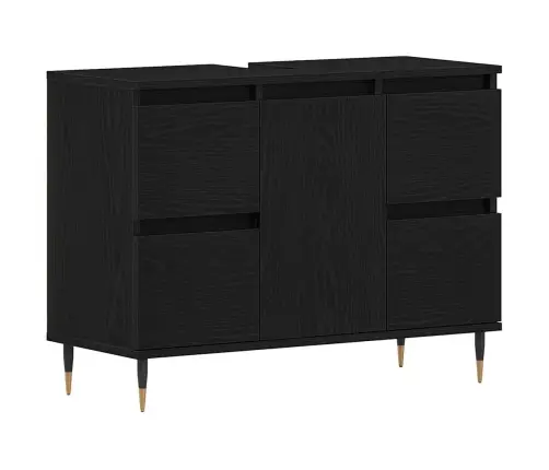 Vannasistabas Izlietnes Skapītis Melna Ozola Krāsā 80X33X60 Cm Inženierijas Koks Vidaxl