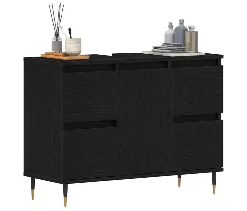 Vannasistabas Izlietnes Skapītis Melna Ozola Krāsā 80X33X60 Cm Inženierijas Koks Vidaxl