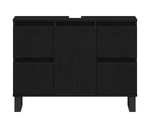 Vannas Istabas Izlietnes Skapīša Melns Ozols 80X33X60 Cm Inženierijas Koks Vidaxl