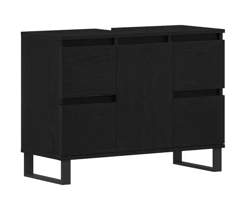 Vannas Istabas Izlietnes Skapīša Melns Ozols 80X33X60 Cm Inženierijas Koks Vidaxl