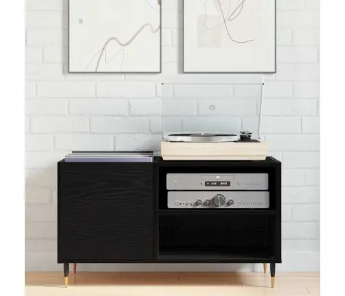 Plokštelių Spintelė Su Lentyna Juodas Ąžuolas 85 X 38 X 48 Cm